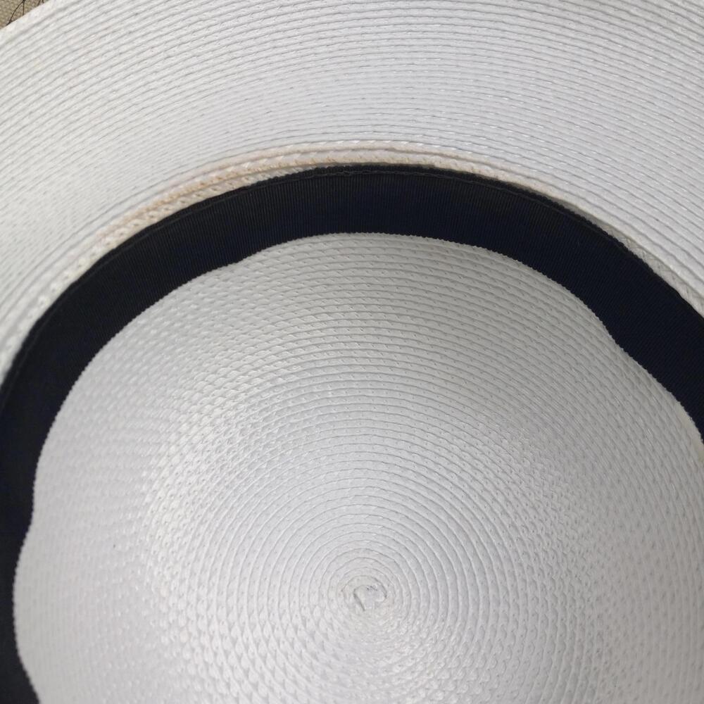 Elegant DEBORAH Black & White Wide Brim Straw Hat with Bow and Veil - Picture 7 of 7